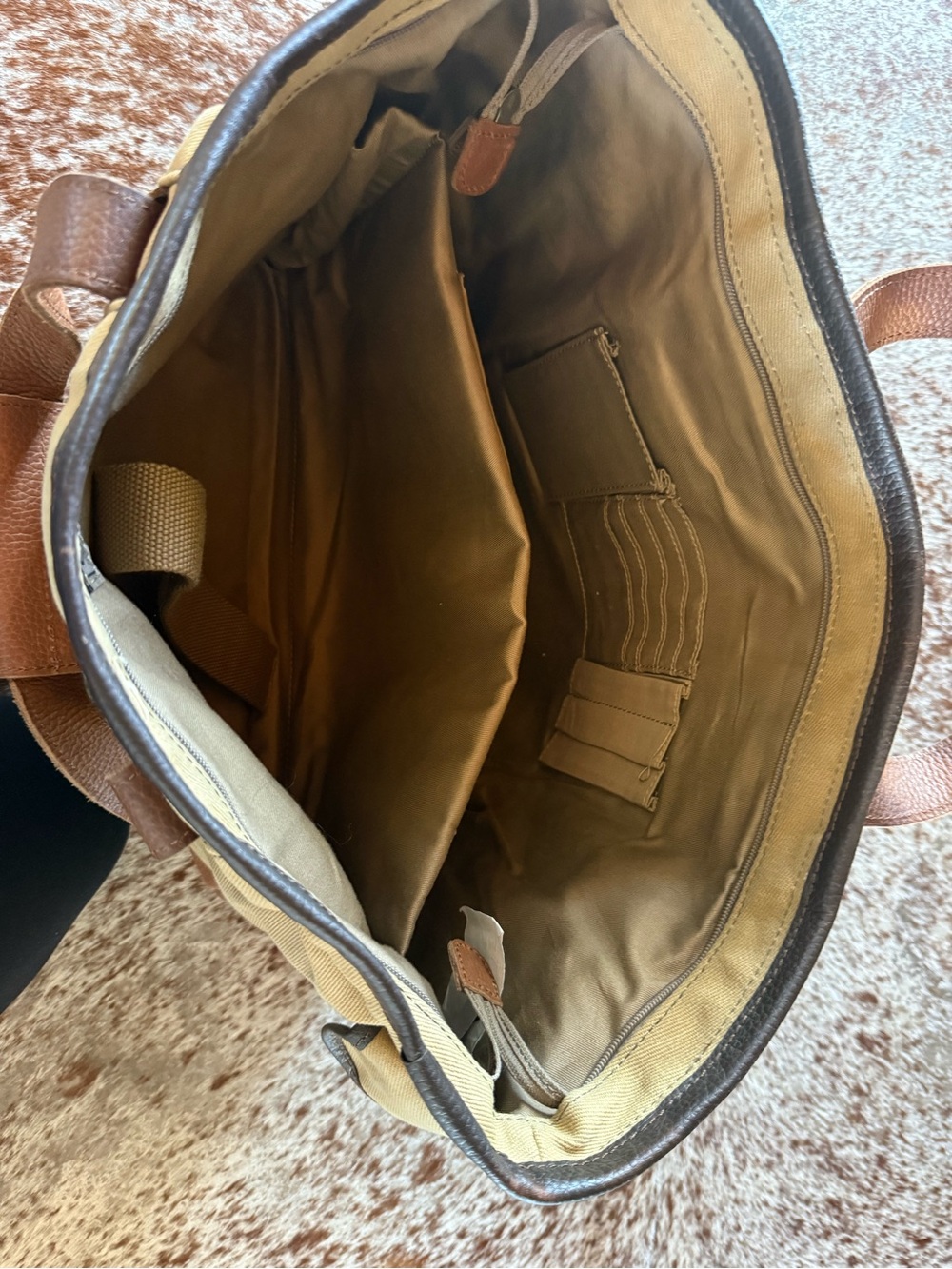L.L. Bean Canvas and Leather Duffel Bag - Tan and Brown - Picture 6 of 6